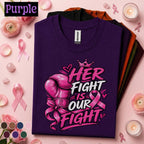 Breast Cancer Awareness Shirt, Her Fight Is Our Fight Tee, Pink Ribbon Boxing Glove Shirt, Support Squad Gift for Women Family Friends