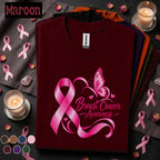 Breast Cancer Awareness Shirt, Pink Ribbon Butterfly Tee, October Pink Out Shirt, Inspirational Cancer Support Awareness Gift for Women
