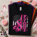 Breast Cancer Awareness Shirt, Fight Pink Ribbon Tee, Boxing Gloves Fighter Shirt, American Flag October Support Survivor Gift Women