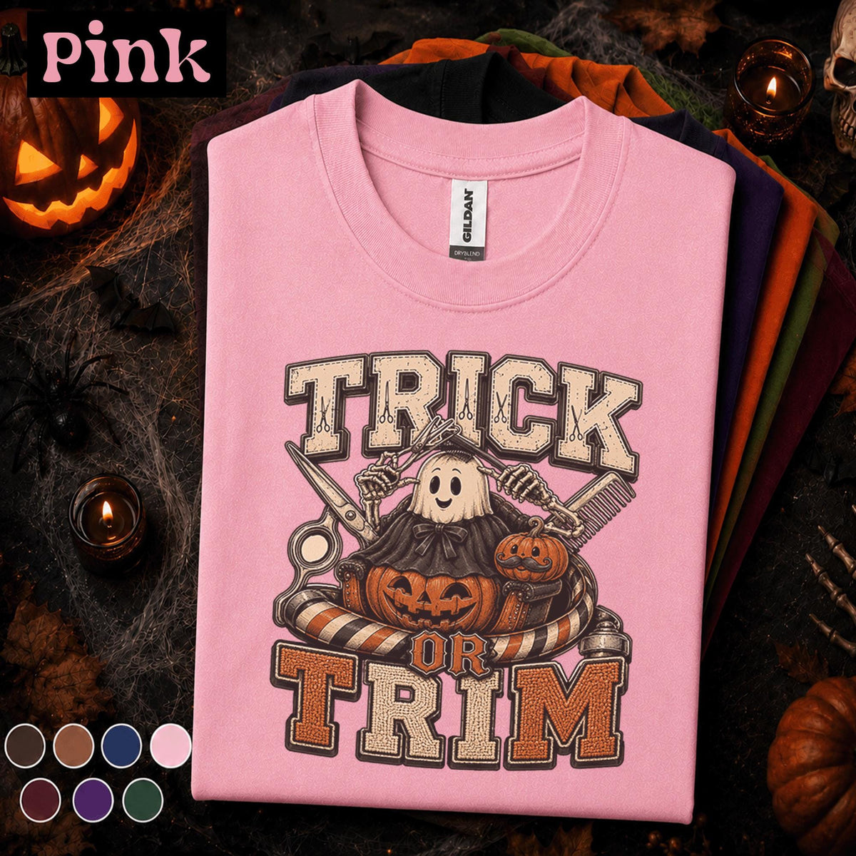 Trick or Trim Halloween Hairdresser Shirt, Funny Ghost Hairstylist Tee, Spooky Salon Gift, Pumpkin Barber Shirt, Fall Stylist Tee