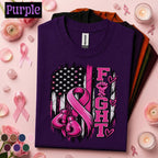 Breast Cancer Awareness Shirt, Fight Pink Ribbon Tee, Boxing Gloves Fighter Shirt, American Flag October Support Survivor Gift Women