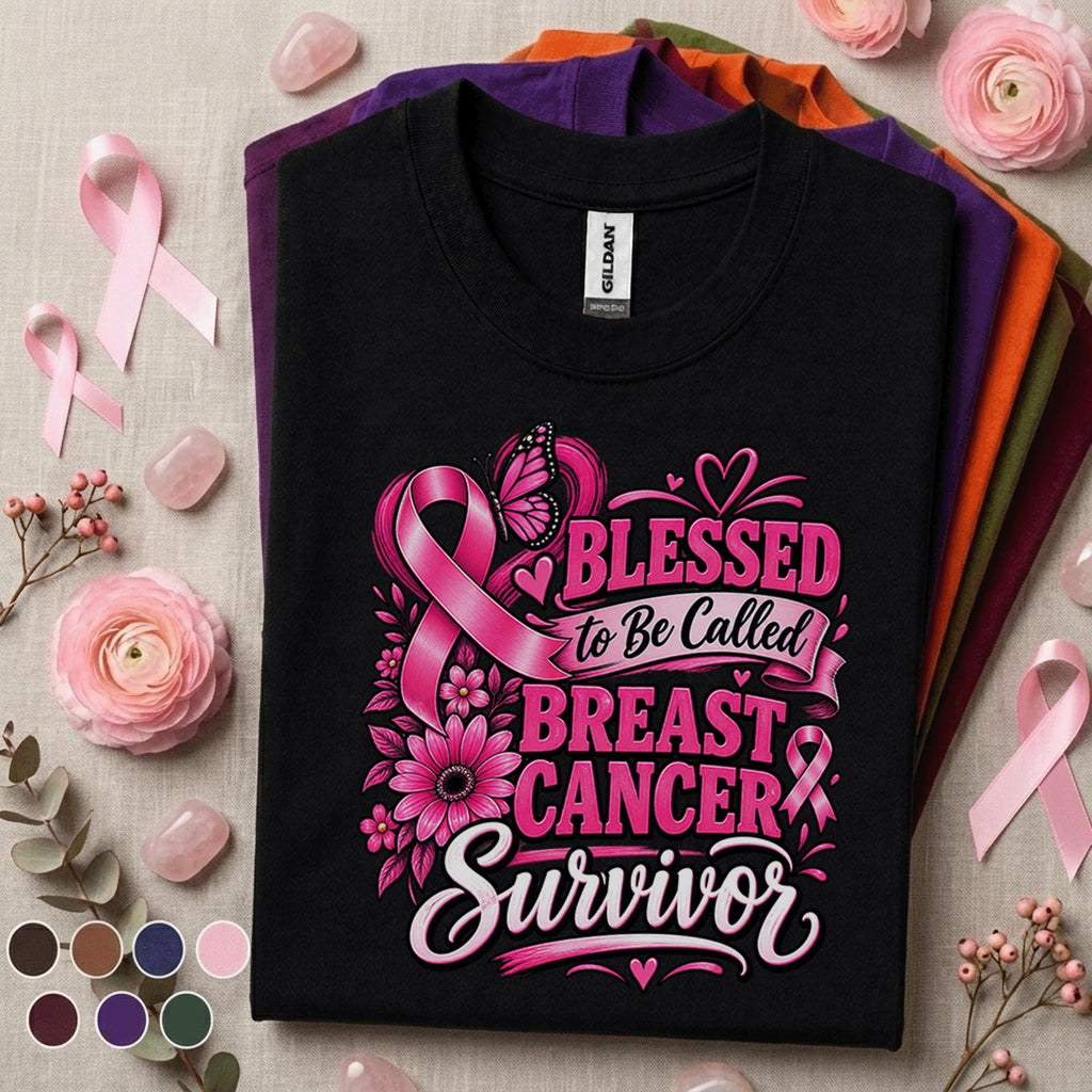 Breast Cancer Survivor Shirt, Blessed to Be Called Survivor Pink Ribbon Tee