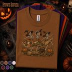 Dancing Skeleton Witch Halloween Shirt, Spooky Season T Shirt, Vintage Witchy Skeleton Tee, Pumpkin Black Cat, Gothic Fall Gift