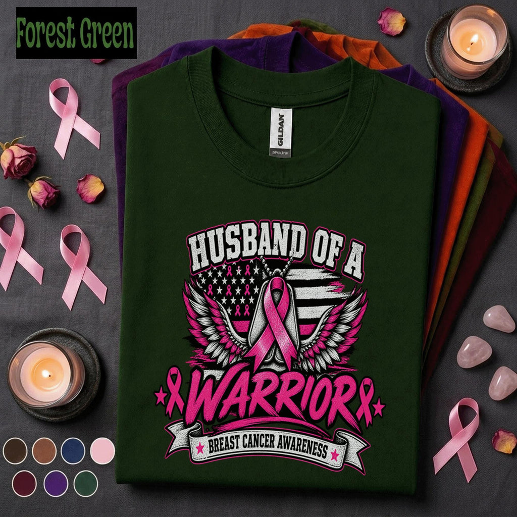 Husband of a Breast Cancer Warrior Shirt, Pink Ribbon Awareness Tee, Supportive Husband Gift, Breast Cancer Fighter Family Support Shirt