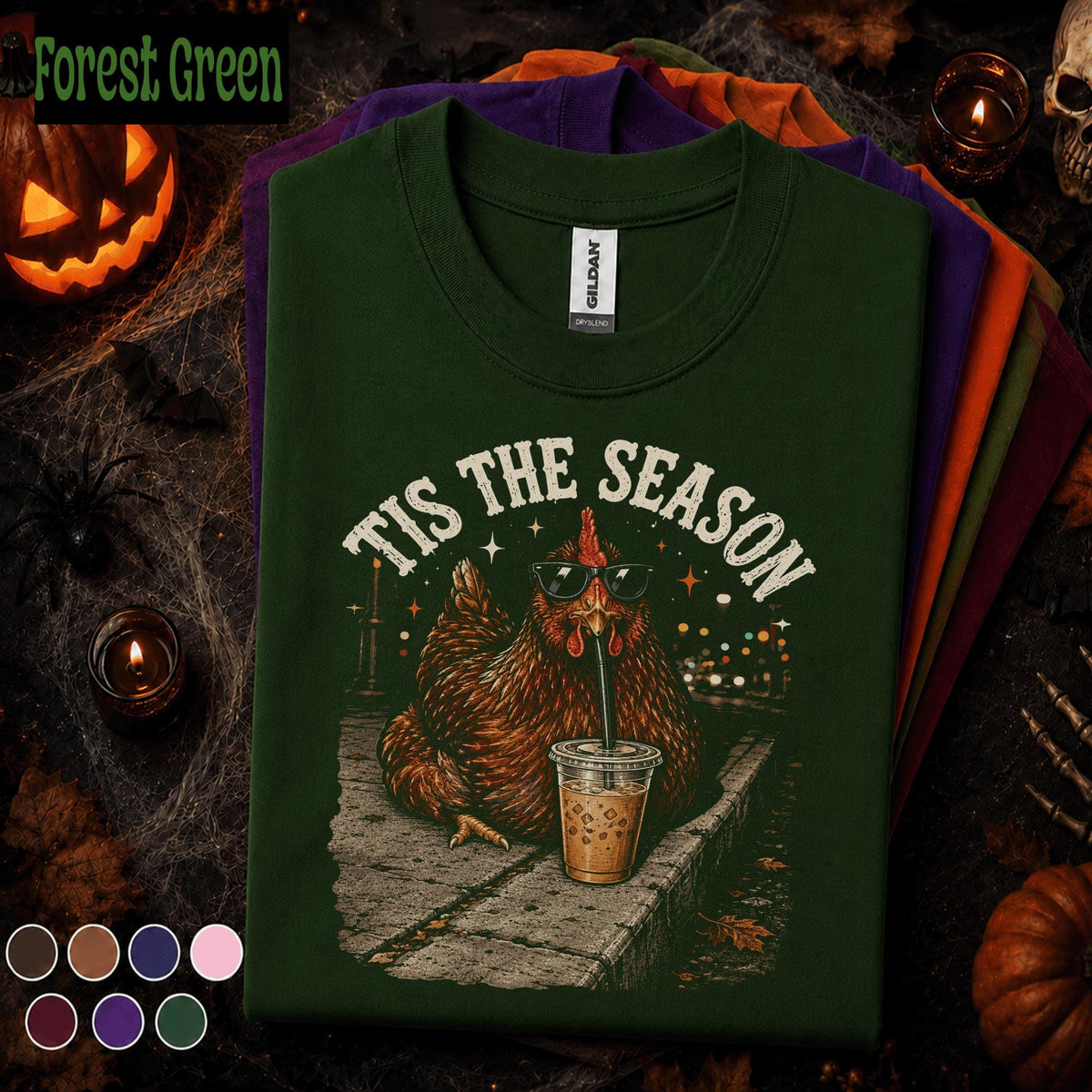 This Is The Season Chicken Halloween Shirt, Funny Coffee Chicken Tee, Spooky Fall Farm Shirt, Chicken Lover Gift, Autumn Hen T Shirt