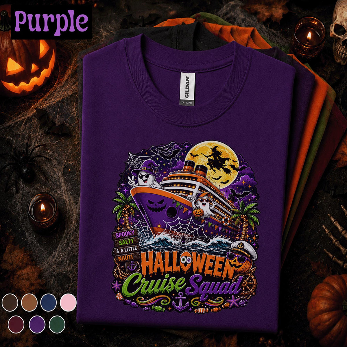 Halloween Cruise Squad Shirt, Spooky Salty Nauti Cruise Tee, Ghost Witch Pumpkin Vacation Shirt, Family Group Halloween Cruise Gift