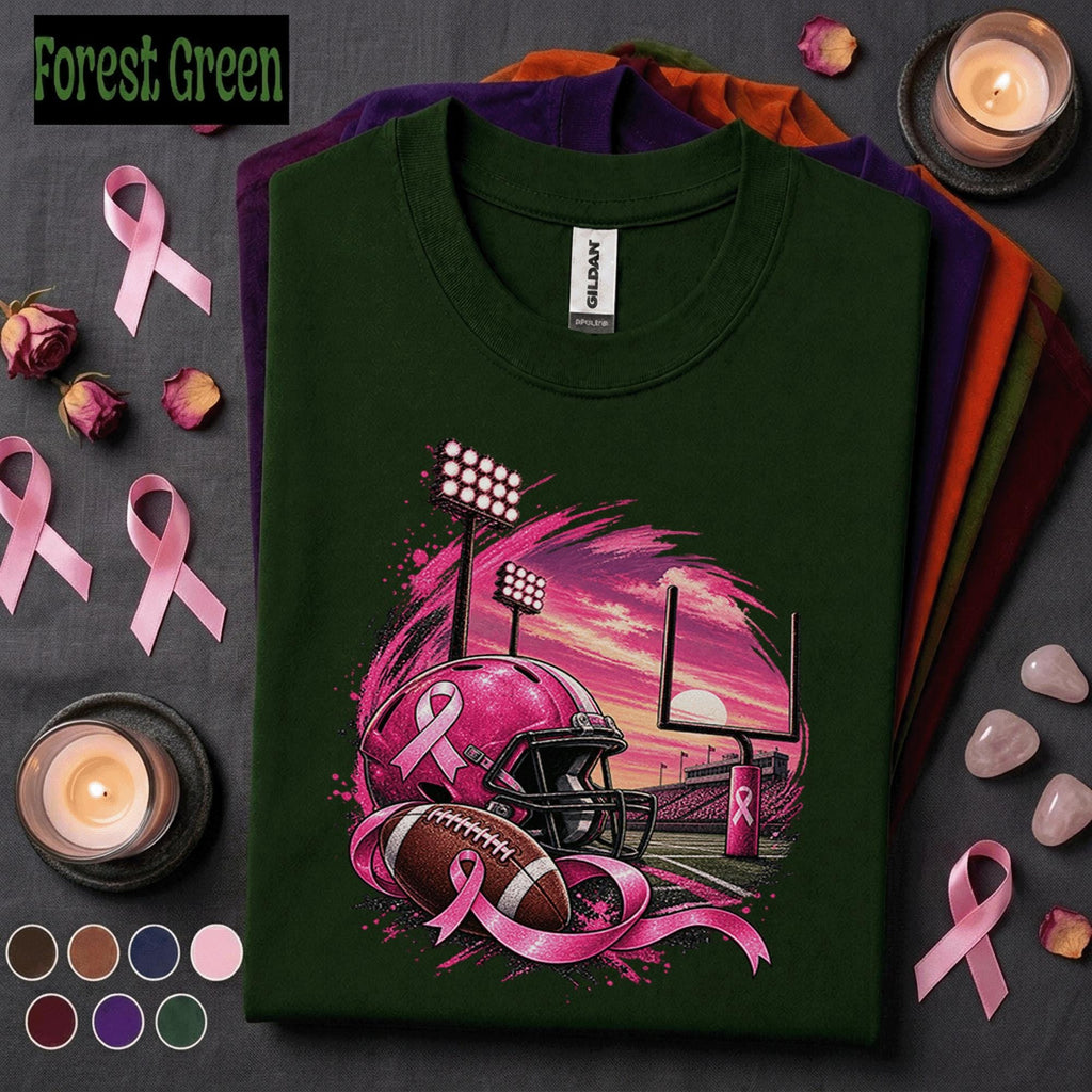 Breast Cancer Awareness Football Shirt, Pink Ribbon Game Day Tee, Pink Out Football Shirt, October Awareness Support Gift for Women