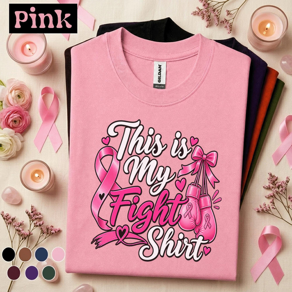 This Is My Fight Breast Cancer Awareness Shirt, Pink Ribbon Boxing Gloves Tee