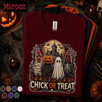 Chick or Treat Halloween Shirt, Funny Chicken Halloween Tee, Spooky Farm T Shirt, Chicken Lover Gift, Ghost Pumpkin Costume Tee