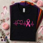 Breast Cancer Awareness Shirt, Pink Ribbon Heartbeat Tee, ECG Heart Pink Out Shirt, October Cancer Support Awareness Gift for Women