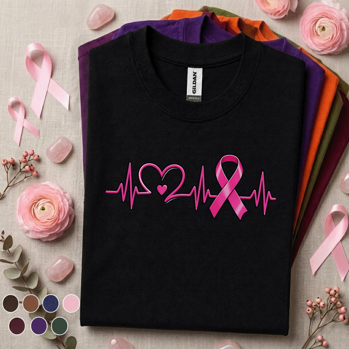 Breast Cancer Awareness Shirt, Pink Ribbon Heartbeat Tee, ECG Heart Pink Out Shirt, October Cancer Support Awareness Gift for Women