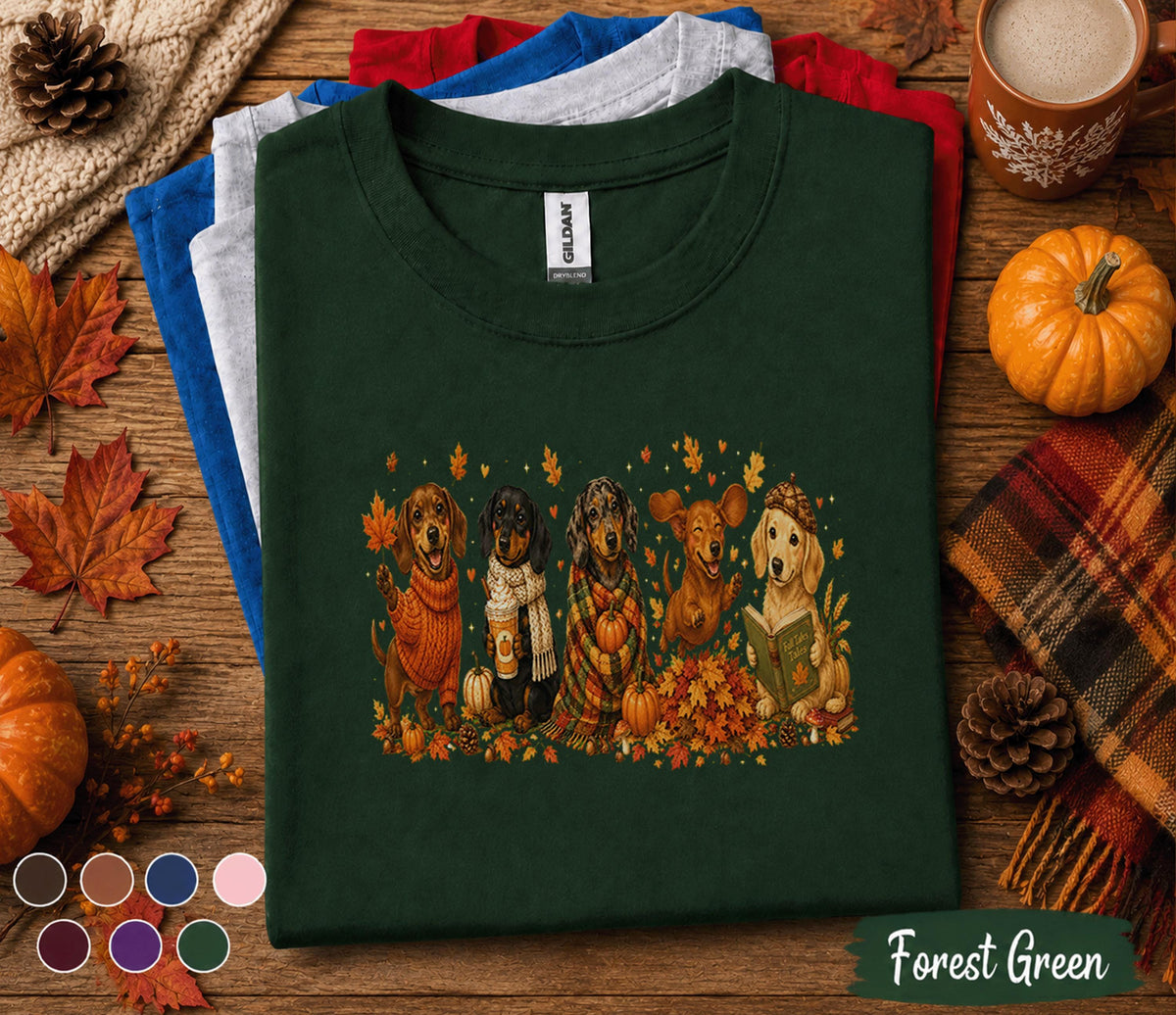 Cute Dachshund Fall Shirt, Autumn Wiener Dog Lover Tee, Cozy Pumpkin Puppy Shirt, Thanksgiving Dog Sweatshirt, Doxie Mom Gift, Fall Dogs