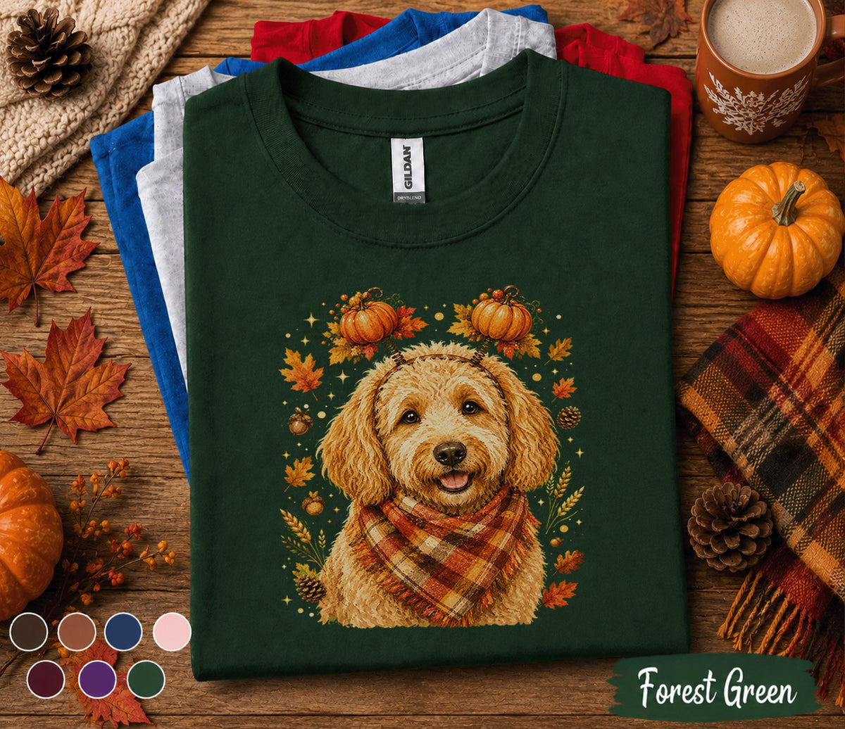 Cute Goldendoodle Fall Shirt, Autumn Dog Lover Pumpkin Tee, Cozy Doodle Dog Sweatshirt, Thanksgiving Puppy Shirt, Fall Pet Lover Gift