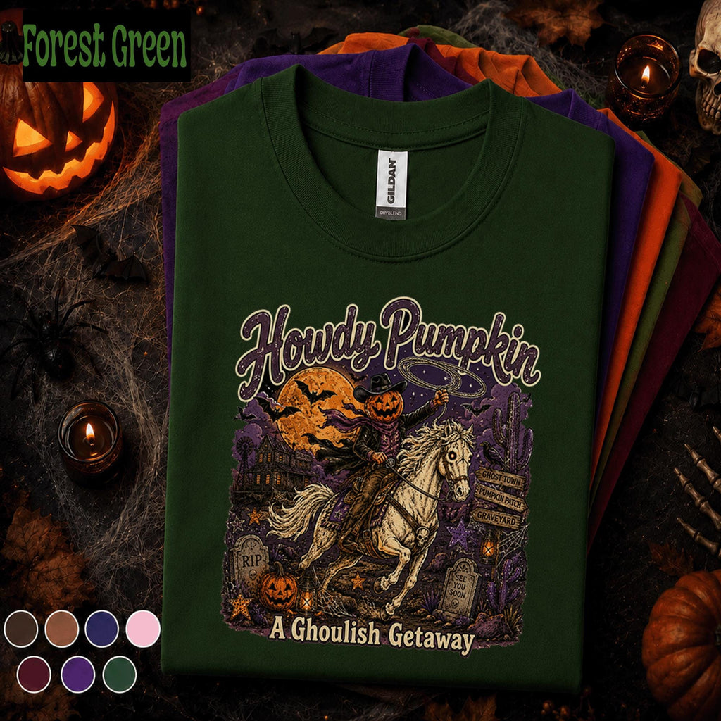 Howdy Pumpkin Halloween Shirt, Western Cowboy Pumpkin Tee, Spooky Rodeo T Shirt, Vintage Cowgirl Halloween Tee, Fall Gift