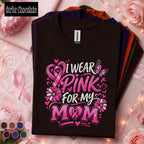 Breast Cancer Awareness Shirt, I Wear Pink for My Mom Tee, Pink Ribbon Support Shirt, Breast Cancer Mom Gift, October Awareness Tee