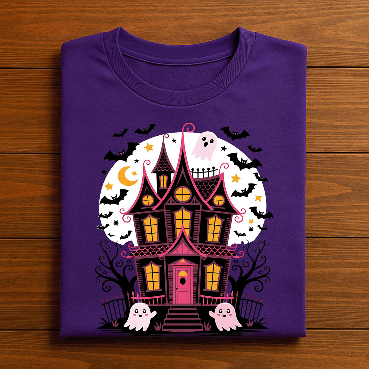 Haunted House Halloween Shirt for Women, Cute Ghost Spooky Tee, Kawaii Haunted Mansion T-Shirt, Fall Shirt, Gift Halloween Shirt For girls