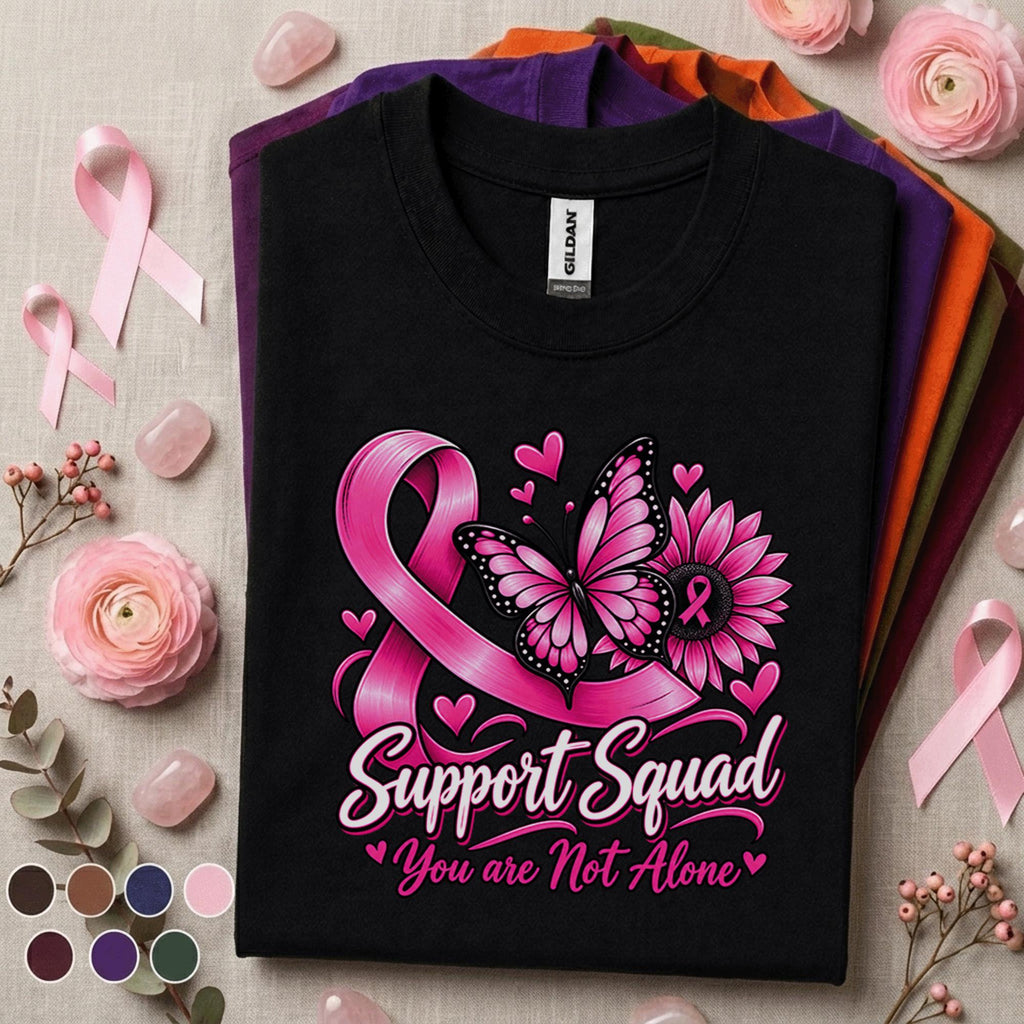 Breast Cancer Awareness Shirt, Support Squad Pink Ribbon Tee