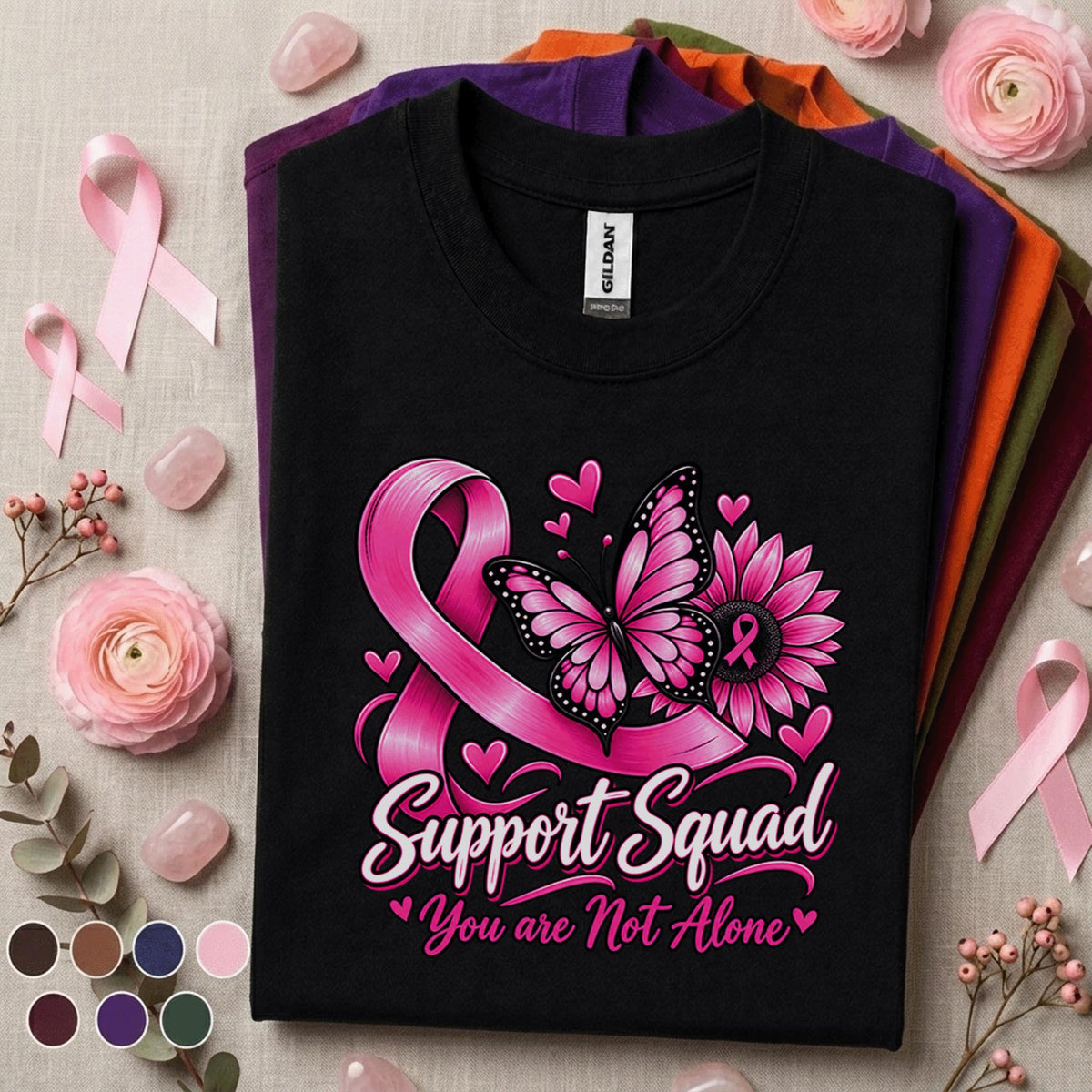 Breast Cancer Awareness Shirt, Support Squad Pink Ribbon Tee