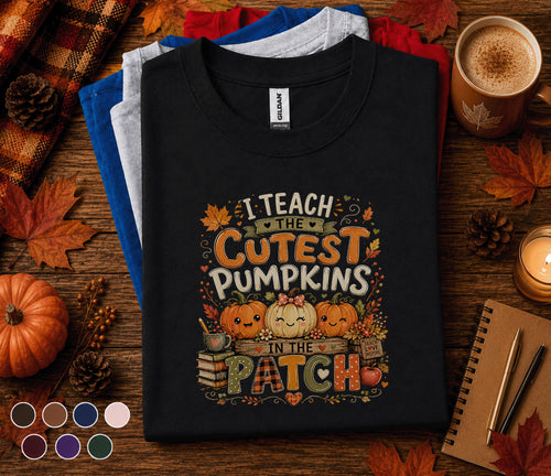I Teach the Cutest Pumpkins in the Patch Shirt, Fall Teacher Pumpkin Tee