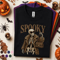 Spooky Skeleton Halloween Shirt, Leopard Print Skeleton Tee