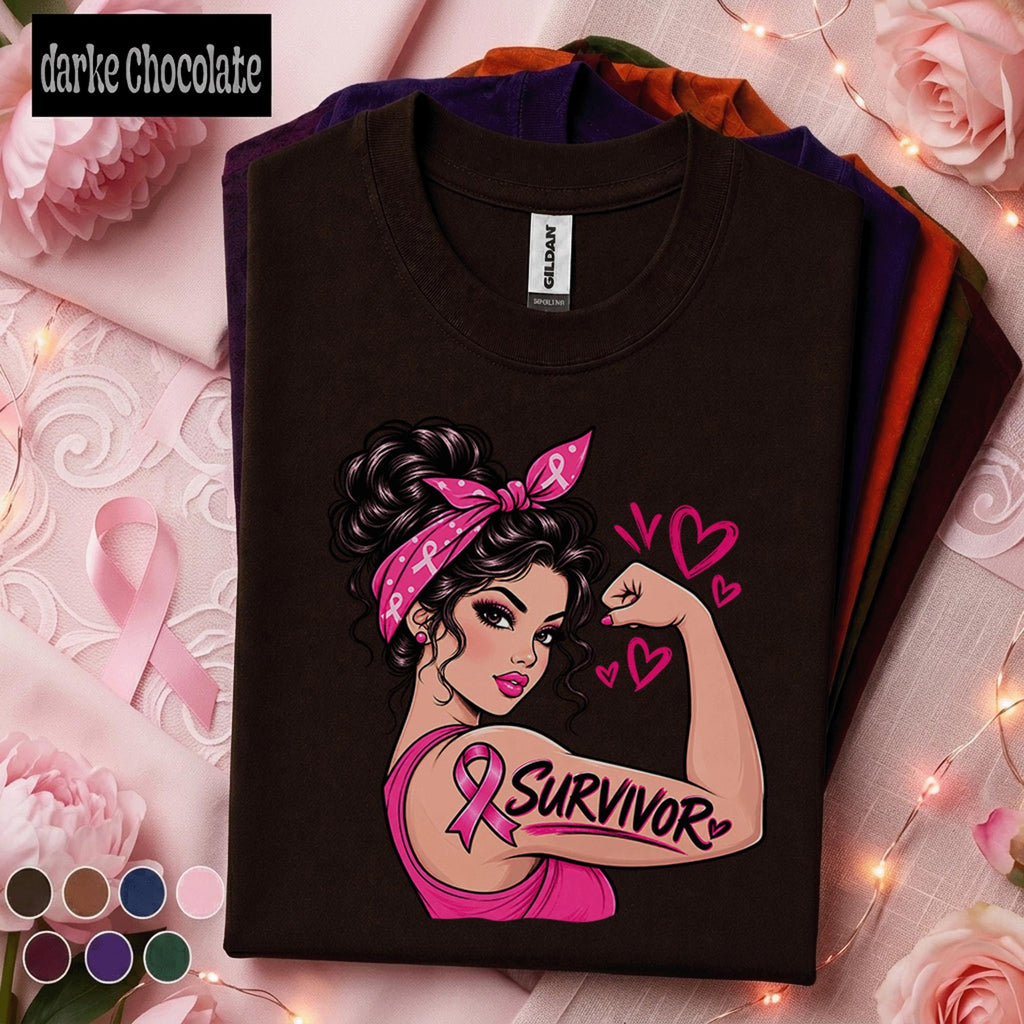Breast Cancer Survivor Shirt, Strong Woman Pink Ribbon Tee, Breast Cancer Awareness Month Shirt, Warrior Fighter Gift for Women