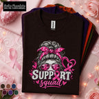 Breast Cancer Awareness Shirt, Support Squad Pink Ribbon Tee, Messy Bun Supporter Shirt, Pink October Cancer Fighter Family Gift