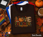 Love Preschool Teacher Shirt, Fall Preschool Pumpkin Tee, Cute Autumn Classroom, Back to School Teacher Gift T-Shirt