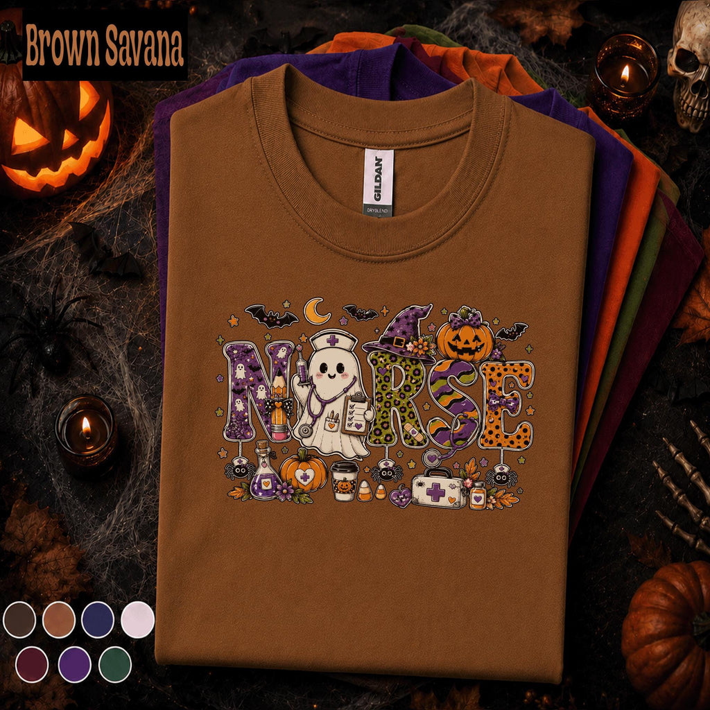 Cute Nurse Halloween Shirt, Ghost Nurse Pumpkin Tee, Spooky Healthcare Worker Shirt, Witchy Medical Halloween Gift for Nurses Women