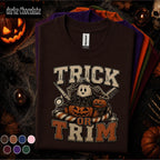 Trick or Trim Halloween Hairdresser Shirt, Funny Ghost Hairstylist Tee, Spooky Salon Gift, Pumpkin Barber Shirt, Fall Stylist Tee