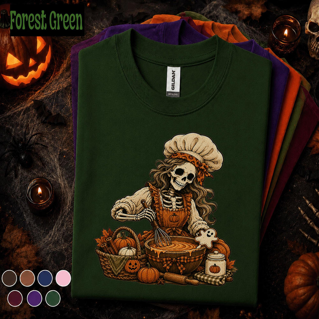 Skeleton Baker Halloween Shirt, Spooky Baking Tee, Pumpkin Pie Kitchen Shirt, Vintage Fall Baker Gift, Cute Halloween Baking T Shirt
