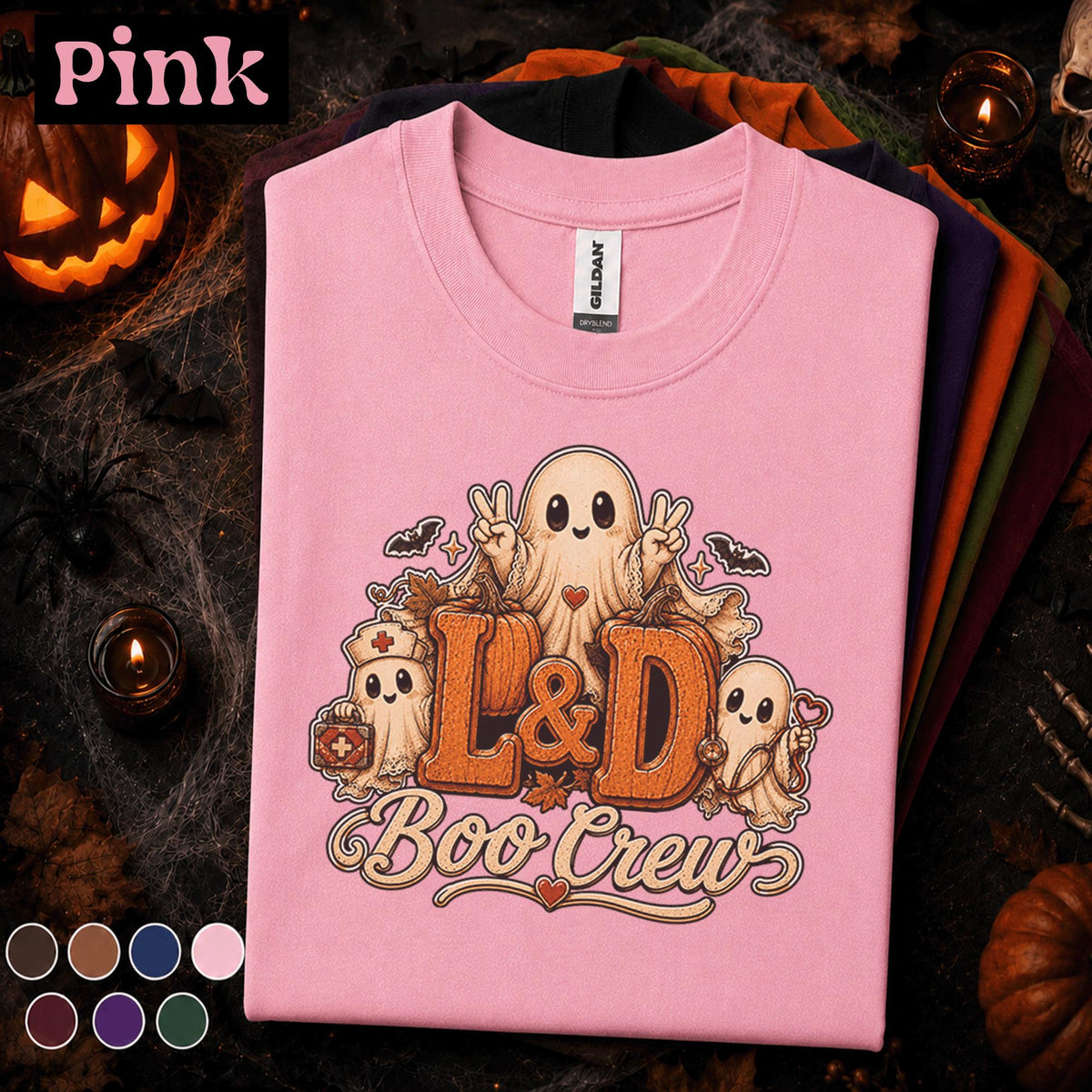 L&D Boo Crew Halloween Shirt, Labor and Delivery Nurse Tee, Cute Ghost Nurse Shirt, Spooky Maternity Nurse Gift, Halloween Nursing Tee