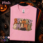 Spooky Mama Halloween Shirt, Cute Ghost Pumpkin Cat Tee, Retro Halloween Mom Shirt, Cozy Fall Spooky Season Gift for Mom