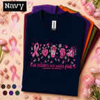 Breast Cancer Awareness Shirt, In October We Wear Pink Tee, Cute Pink Ribbon Characters Shirt, Survivor Fighter Support Gift for Women