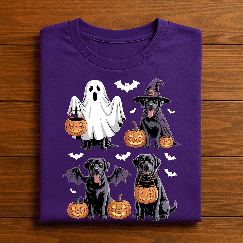Cute Halloween Dogs Shirt with Costumes, Black Lab Ghost Bat Witch Tee, Funny Dog Lover Halloween Party Tee, Ghost Black Lab Halloween Shirt