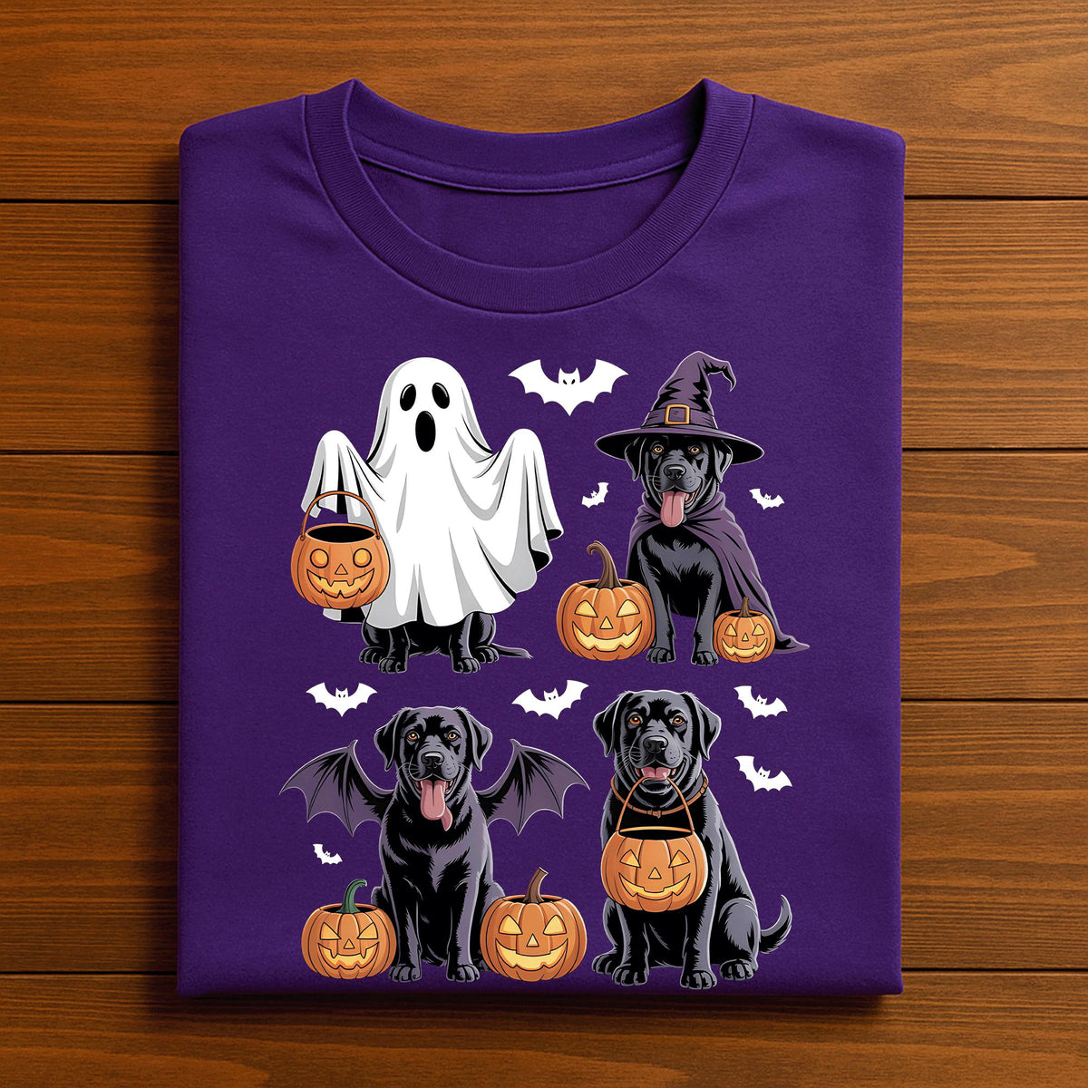 Cute Halloween Dogs Shirt with Costumes, Black Lab Ghost Bat Witch Tee, Funny Dog Lover Halloween Party Tee, Ghost Black Lab Halloween Shirt