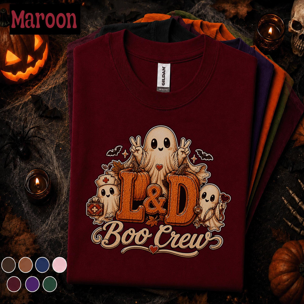 L&D Boo Crew Halloween Shirt, Labor and Delivery Nurse Tee, Cute Ghost Nurse Shirt, Spooky Maternity Nurse Gift, Halloween Nursing Tee