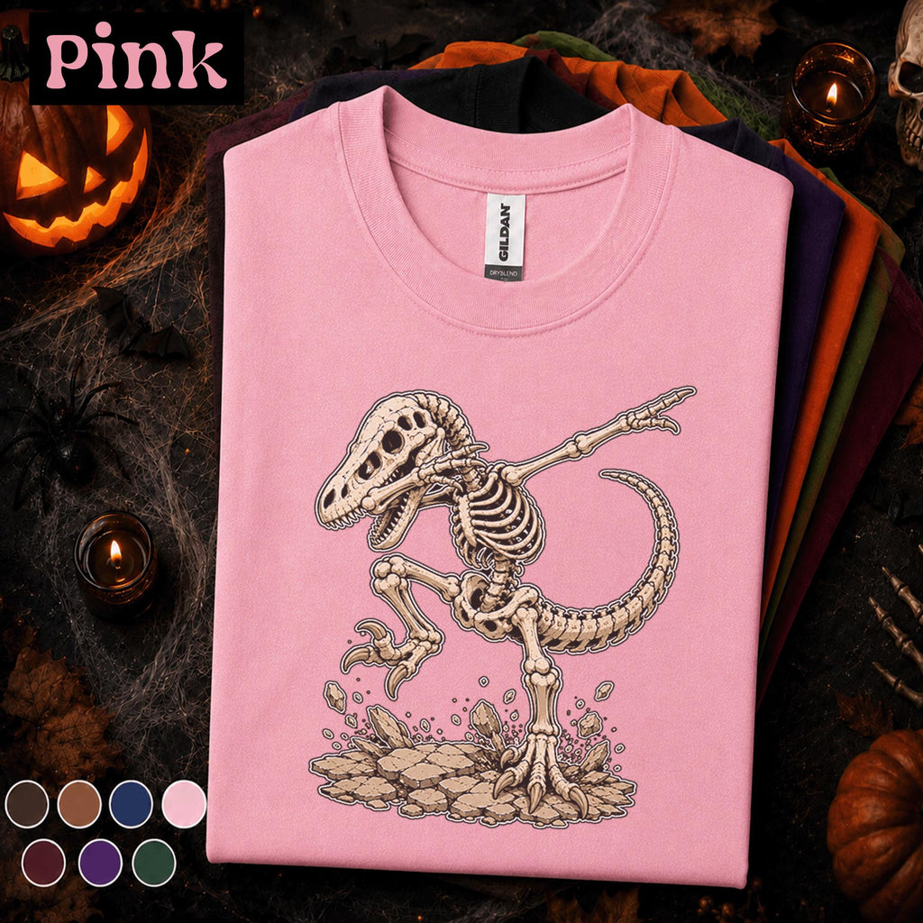 Dinosaur Skeleton Halloween Shirt, Dabbing T Rex Skeleton Tee, Funny Dino Top, Spooky Season Shirt, Paleontology Halloween Gift
