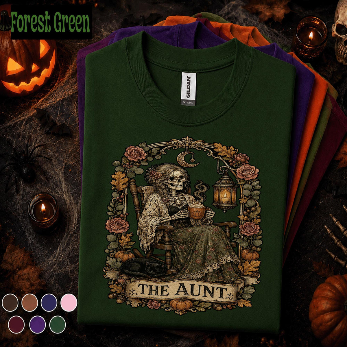 The Aunt Halloween Shirt, Vintage Skeleton Aunt Tee, Gothic Floral Halloween Gift, Spooky Autumn Auntie Shirt, Victorian Skeleton Tee