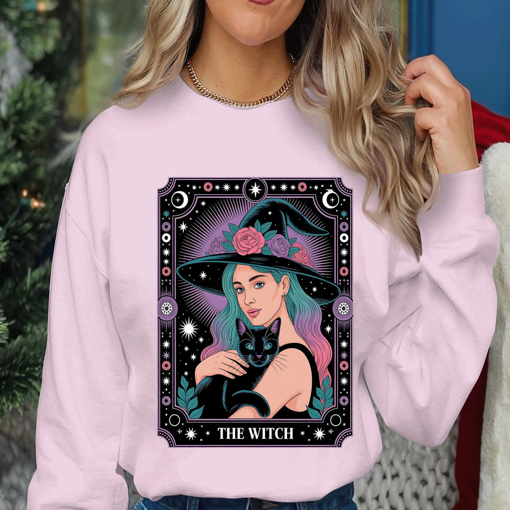 The Witch Shirt Black Cat Floral Witch Hat, Spooky Halloween Witch Tee, Haunted Cat Costume Top, Women Halloween Shirt, Halloween Sweatshirt