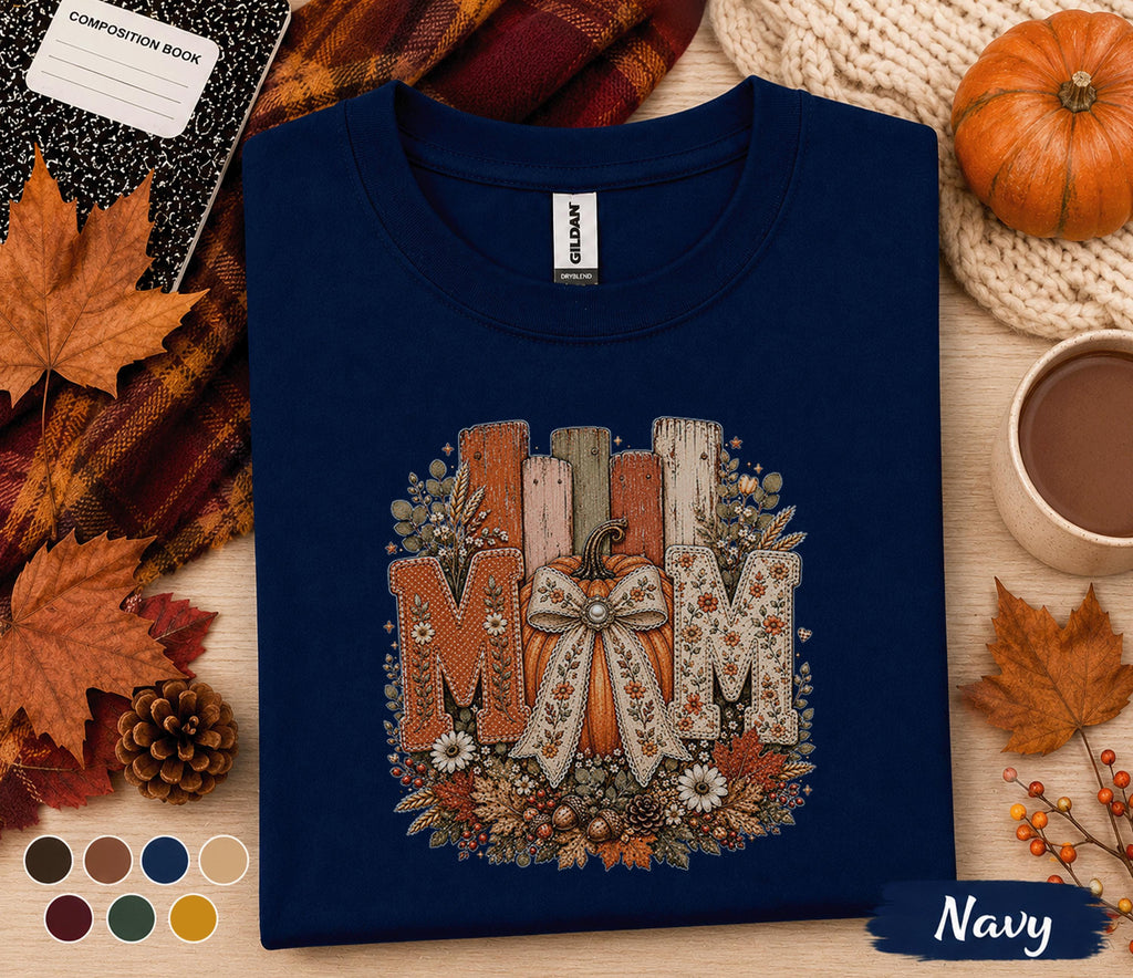 Mom Fall Shirt, Pumpkin Mom Sweatshirt, Cozy Autumn Mom Tee, Cute Mama Thanksgiving Shirt, Floral Pumpkin Harvest Gift Mom, Fall Season