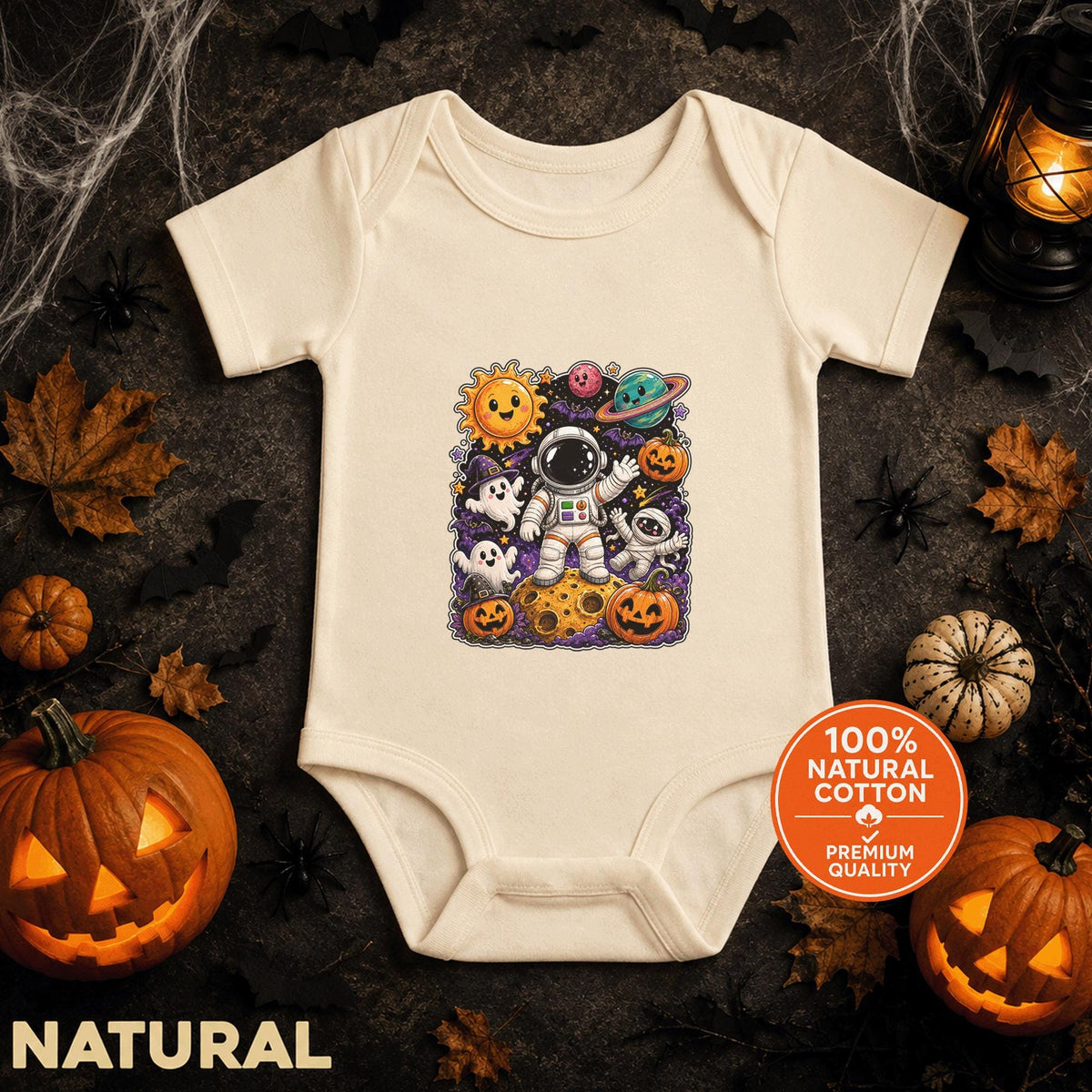 Astronaut Halloween Baby Bodysuit, Space Ghost Pumpkin Infant Onesie