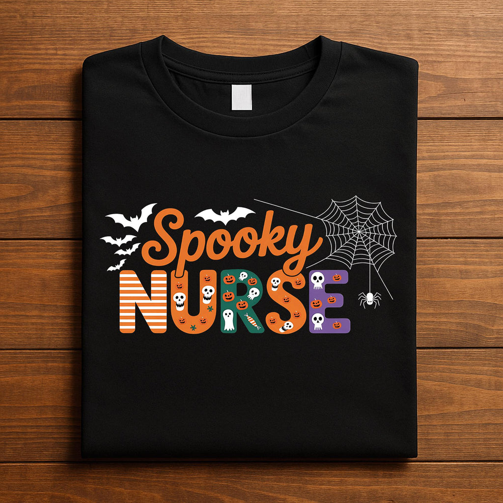 Spooky Nurse Halloween Shirt, Cute Ghost Pumpkin RN Tee, Gift Halloween Shirt for Nurses, Nurse Life Fall T-Shirt, RN Halloween Sweatshirt