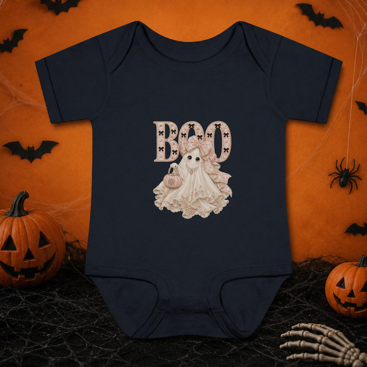Pink Ghost Baby Bodysuit, Coquette Halloween Outfit, Boo Infant Shirt, Girly First Halloween Gift, Cute Spooky Newborn Costume, Fall Baby