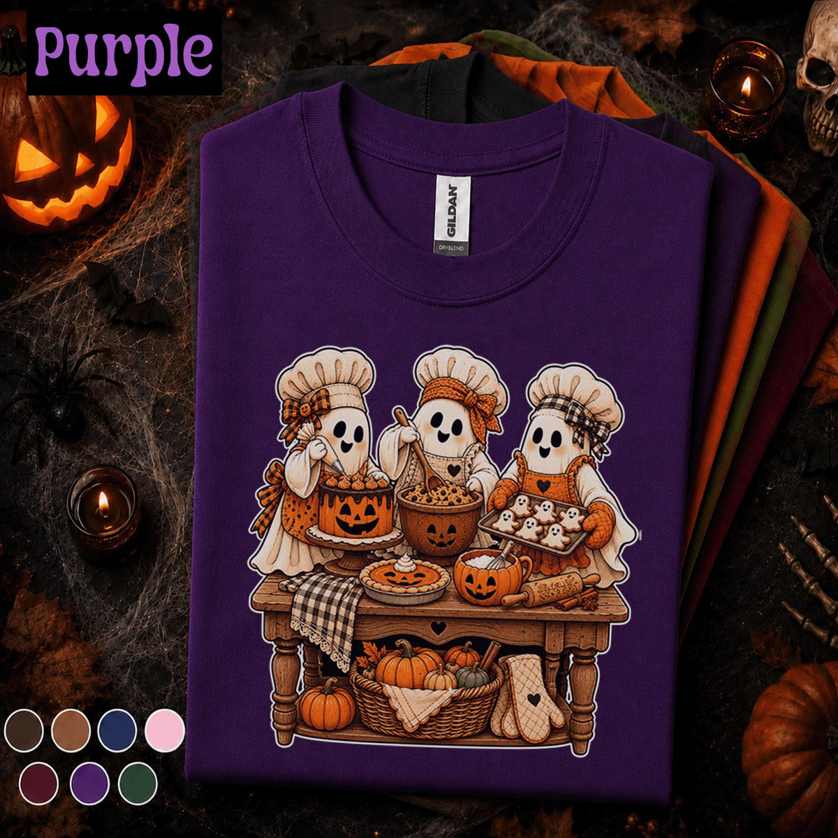 Cute Ghost Baker Halloween Shirt, Spooky Baking Tee, Pumpkin Cake and Cookie Shirt, Fall Bakery Gift, Halloween Kitchen T Shirt