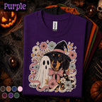 Halloween Dachshund Shirt, Ghost Dog Tee, Witchy Wiener Dog Tshirt, Spooky Floral Dog Lover Gift, Cute Halloween Pet Shirt