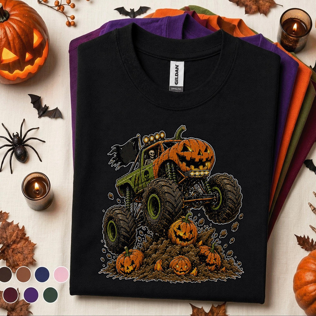 Pumpkin Monster Truck Halloween Shirt, Jack O Lantern Truck Tee