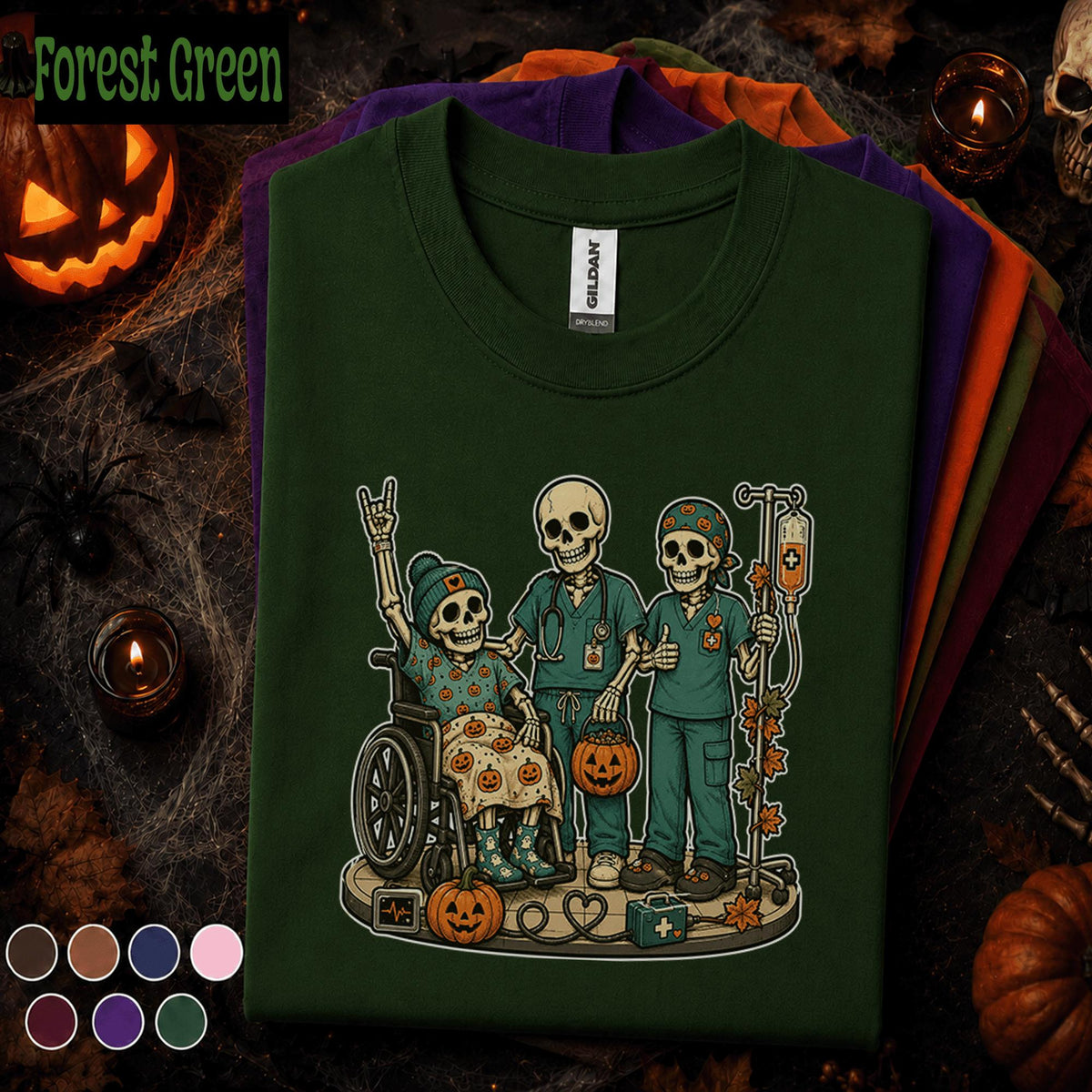 Healthcare Halloween Shirt, Skeleton Nurse Crew Tee, Spooky Medical Team Gift, Nurse Patient Halloween Shirt, Hospital Staff Fall Tee