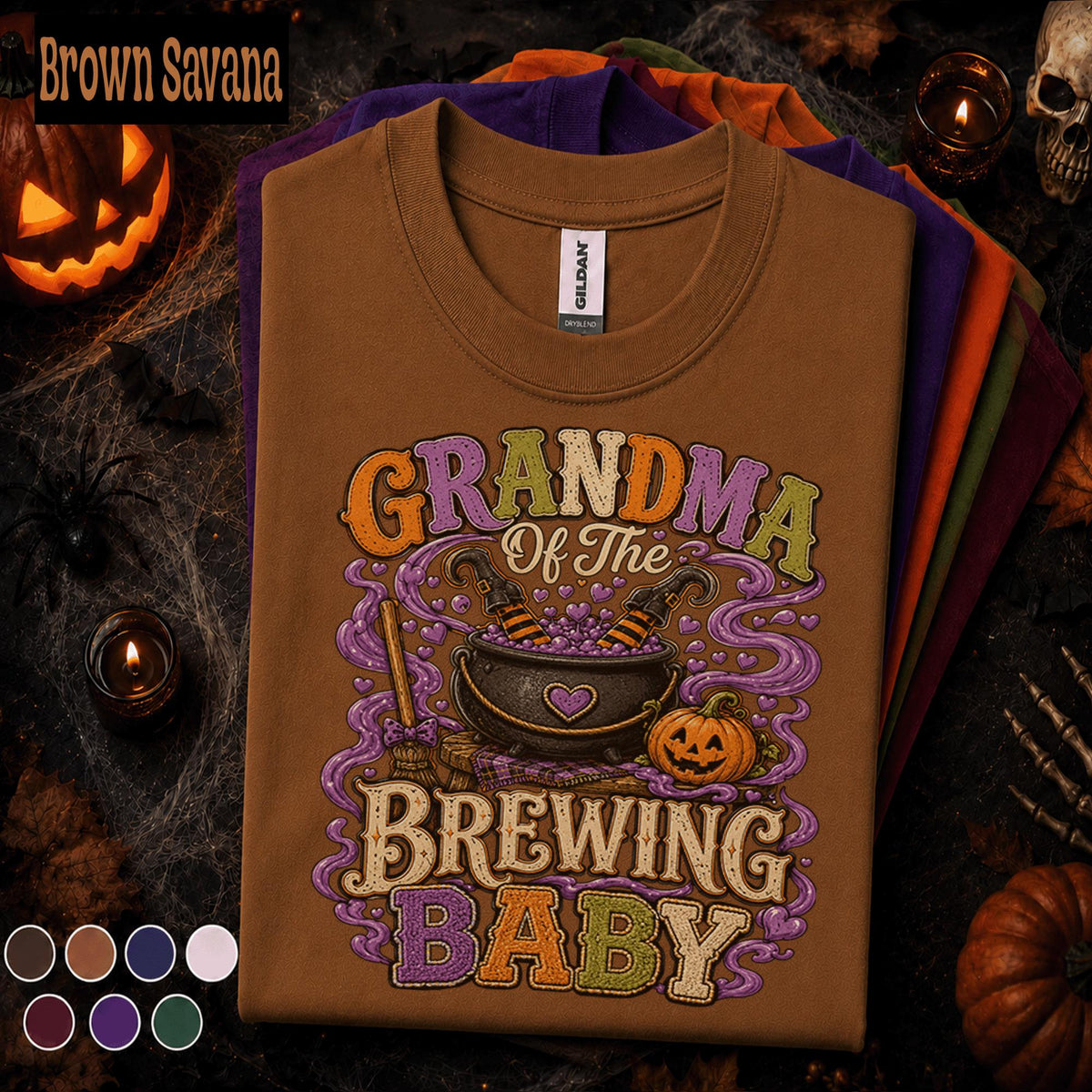 Grandma Brewing Baby Halloween Shirt, Pregnancy Announcement Tee, Witchy Grandma Gift, New Grandma Halloween Shirt, Spooky Baby Reveal