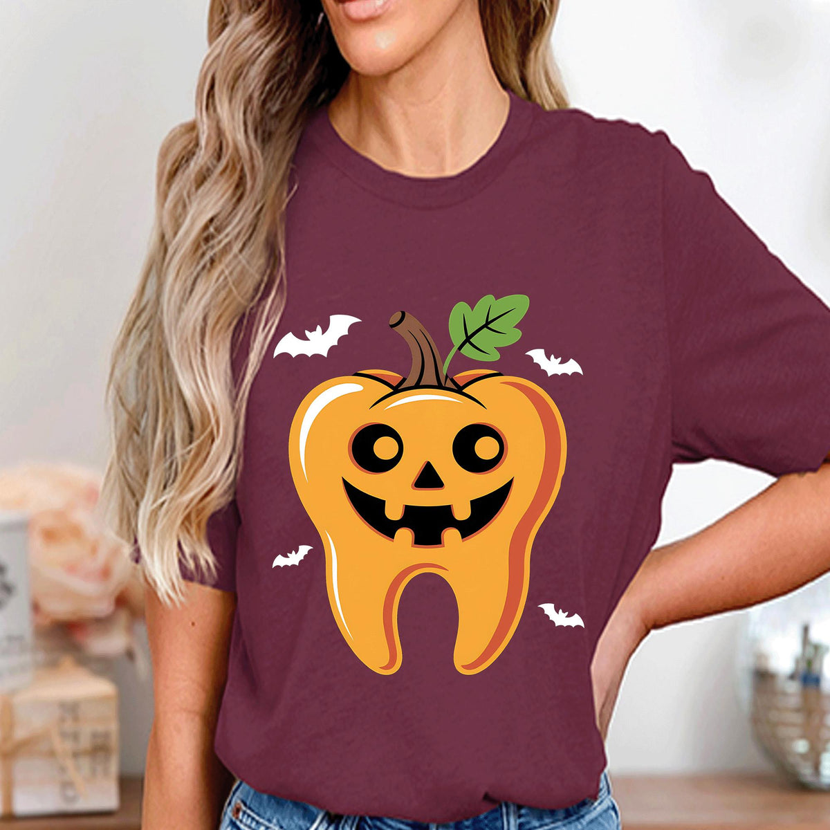 Dental Halloween Tooth Pumpkin Shirt, Spooky Dental Jack O Lantern Tee, Cute Dentist Halloween Costume Fall, Dental Halloween Sweatshirt