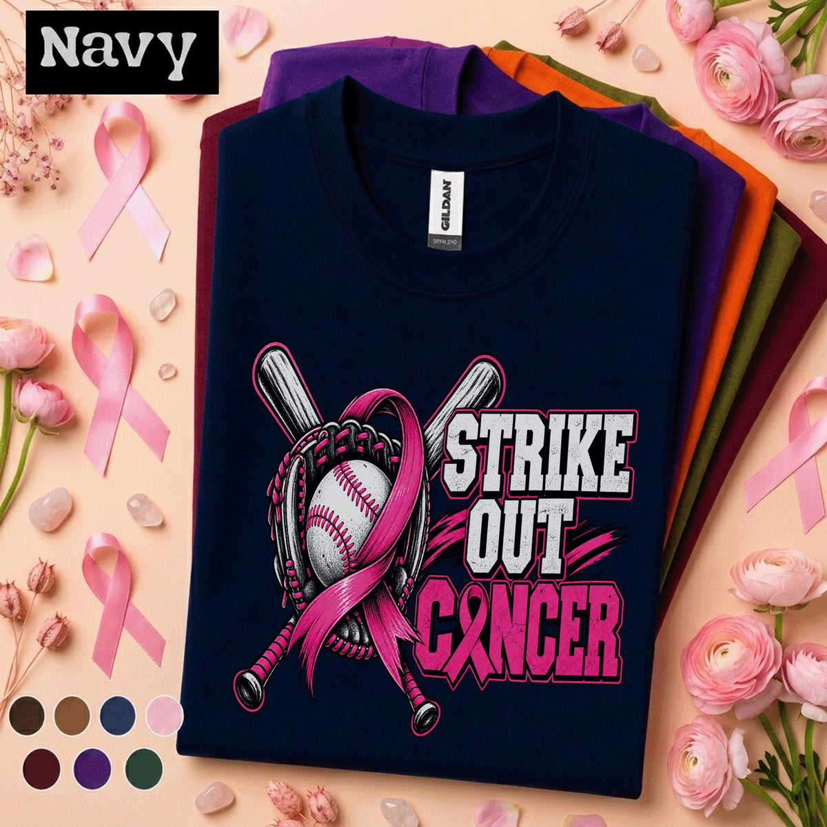 Breast Cancer Awareness Shirt, Strike Out Cancer Baseball Tee, Pink Ribbon Support Shirt, Cancer Fighter Gift, Baseball Mom Warrior Tee